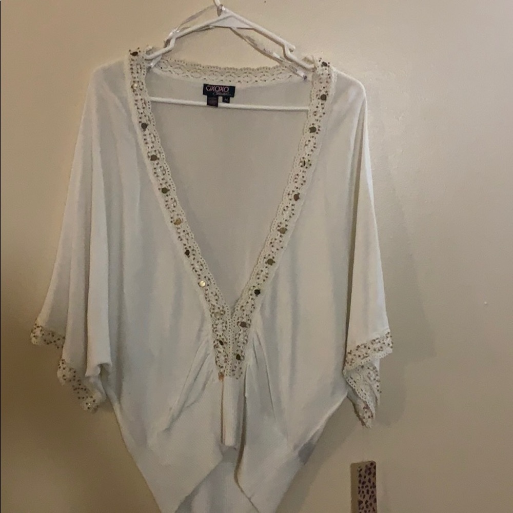 V neck good sequence sweater material blouse